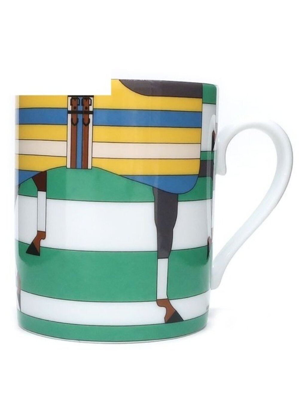 Hermes Tableware Rocabas le No.3 Porcelain Green Yellow Mug